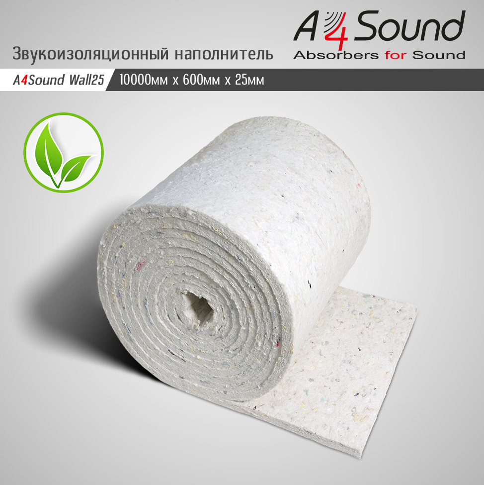 Звукоизоляционный материал (звукоизоляция стен, потолка) A4Sound Wall 25. 10м х 06м х 25мм