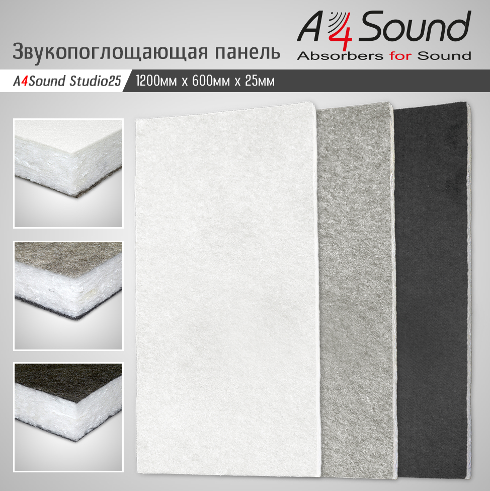 Звукоизоляция помещения(стен и потолка). A4Sound Studio 25.  1,2м х 0,6м х 25мм